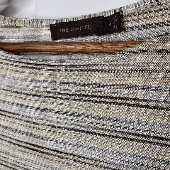 The Limited glitter stripe crew short contrast sleeve top S ♡ - Picture 3 of 13